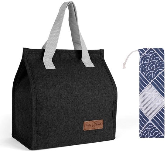Borsa Insolata, Piccola Borsa Insolata, Borsa Opportuna, Borsa Termica con Rivestimento in Folio, Borsa per il Trasporto di Cibo - Nero
