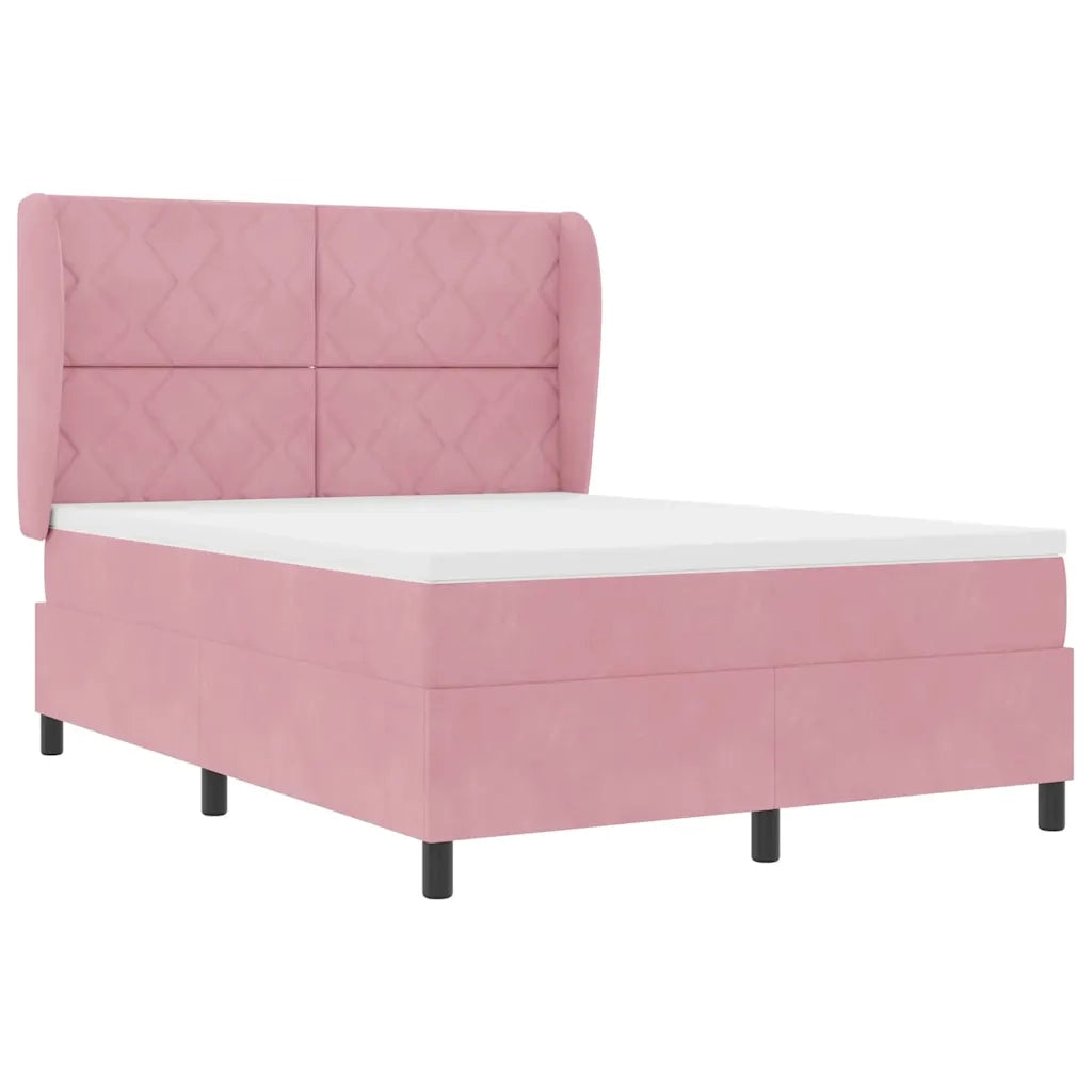 Letto a molle con testiera Rosa 200 x 140 cm Velluto 3340987