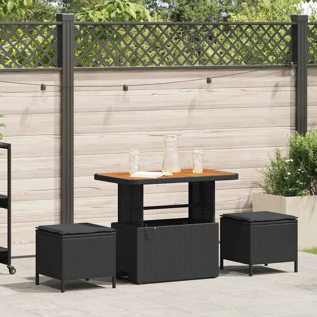 Set da Pranzo per Giardino | Set Salotto da Giardino Nero polyrattan