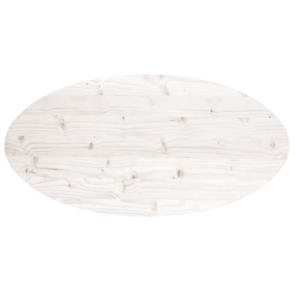 Piano Tavolo Bianco 100x50x2,5 cm Legno Massello di Pino Ovale 824331