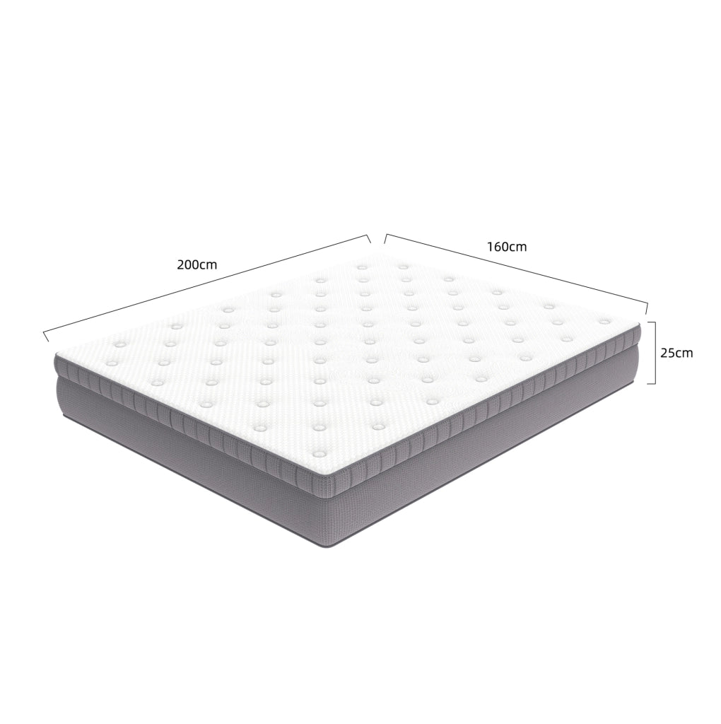 Materasso a molle e schiuma 7 zone 160x200 cm; altezza 25 cm; bianco antico