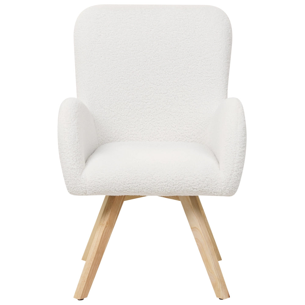 Poltrona da salotto Rivestimento in bouclé bianco Solida sedia da club moderna con braccioli Gambe in legno