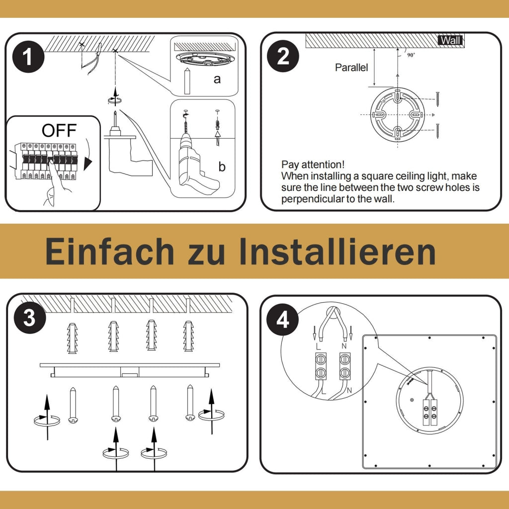 ZMH Lampada da soffitto plafoniera LED bianca 23 cm 18W 3000K per soggiorno camera letto corridoio