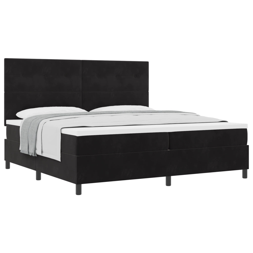 Letto a Molla con Materasso Nero 200x200 cm Velluto