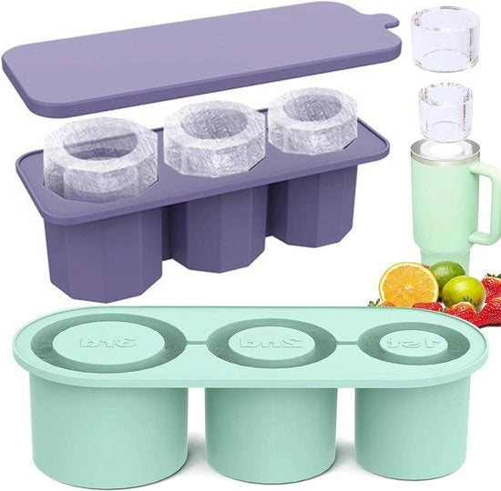Muffiniera a Silicone per Cubetti di Ghiaccio per Stanley Cup - 2 Pezzi - Grande Scatola per Cubetti di Ghiaccio con Coperchio - Libero da BPA