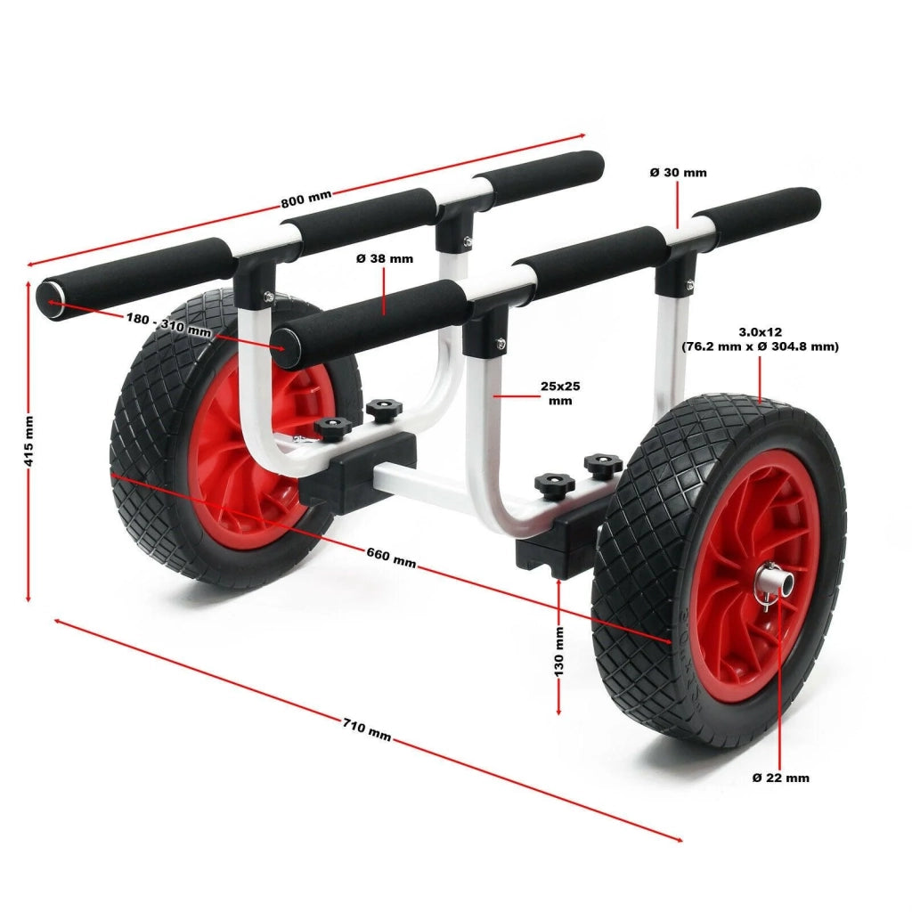 Carrello in alluminio 90 kg ruota pu grande diametro 31 cm larghezza regolabile 16_0002566