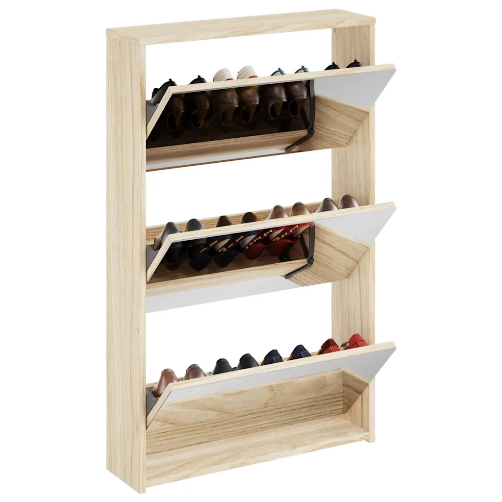 Scarpiera con 3 Ripiani e Specchio Colore Rovere 63x17x102,5 cm 243047