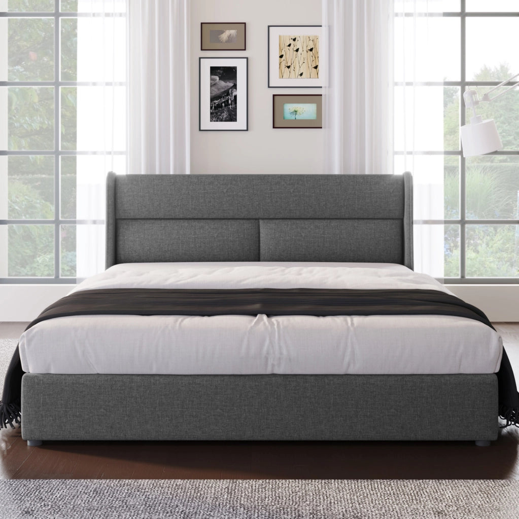 Letto contenitore 160x200 cm grigio con testiera regolabile