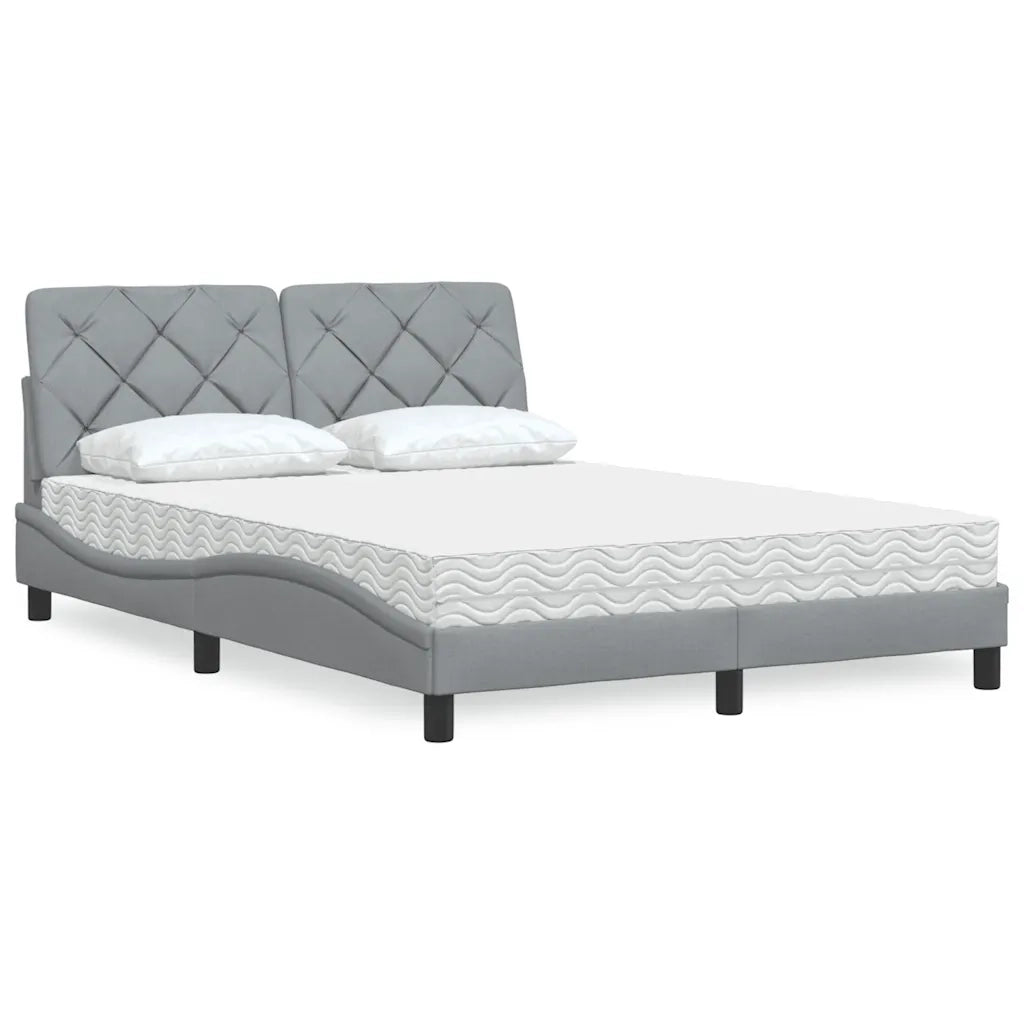 Letto con Materasso Grigio Chiaro 140x200cm Tessuto