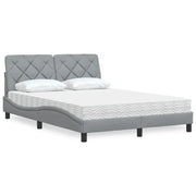 Letto con Materasso Grigio Chiaro 140x200cm Tessuto