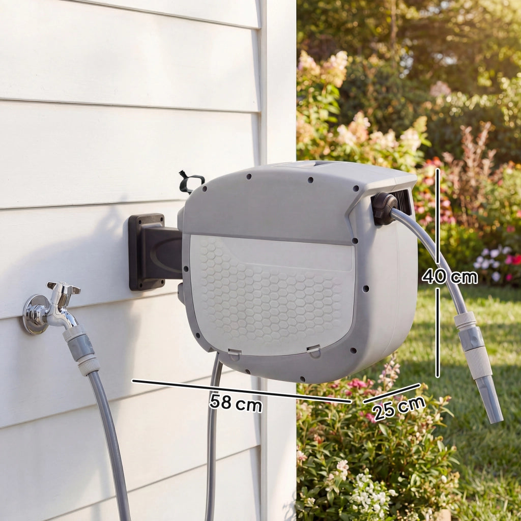 Avvolgitubo per Giardino con Tubo 30 m ¨C zephmum ¨C 180¡ã Girevole, Avvolgimento Automatico