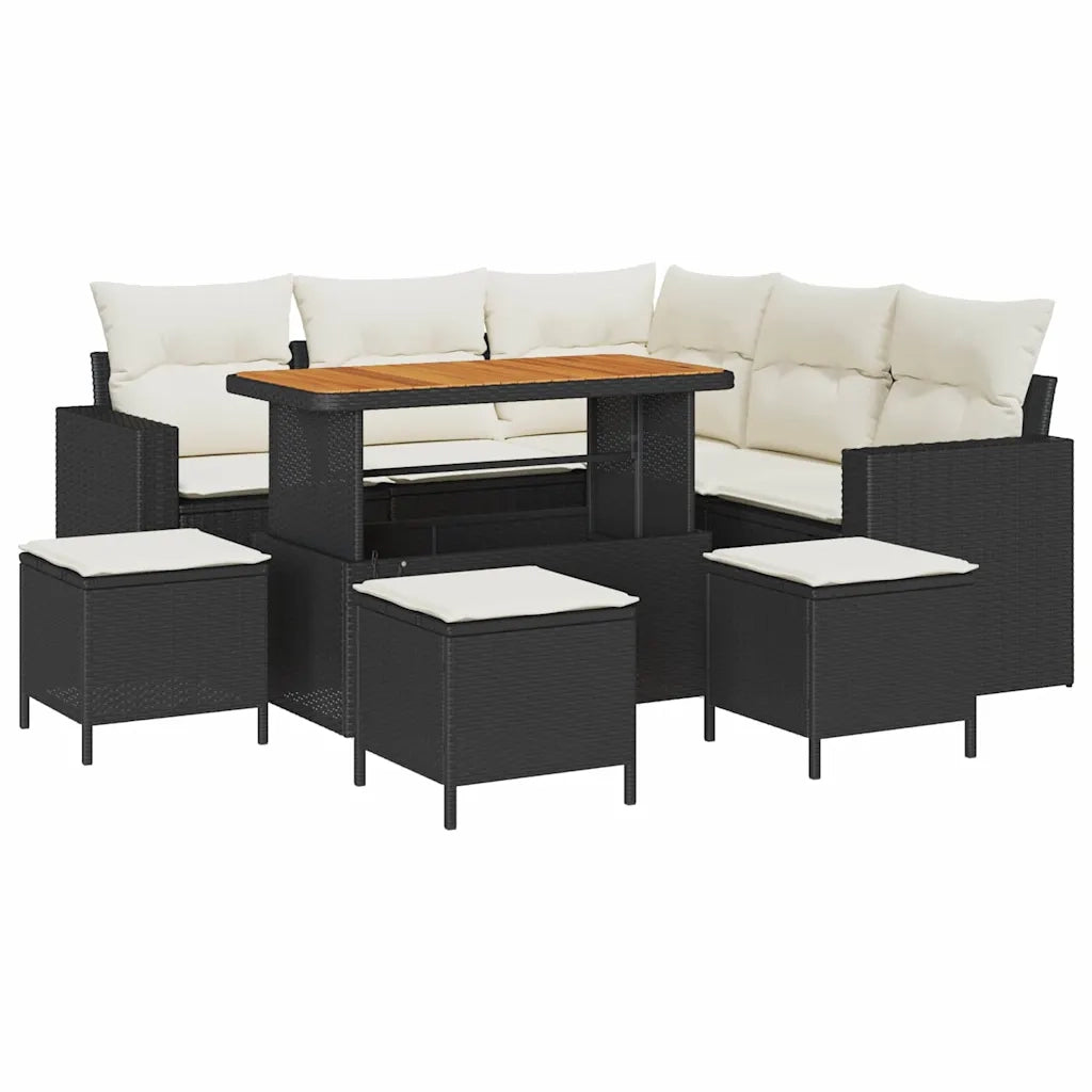 Set Divano da Giardino 9 pcs Nero polyrattan 3361620