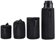 Set di Custodie per Lenti da 4 Pezzi - Tasca di Stoccaggio Resistente allo Shock - Materiale Nylon - Leggero e Portatile - Disegno con Corda di Trasporto - Adatto per Lenti DSLR - Custodia per Lenti