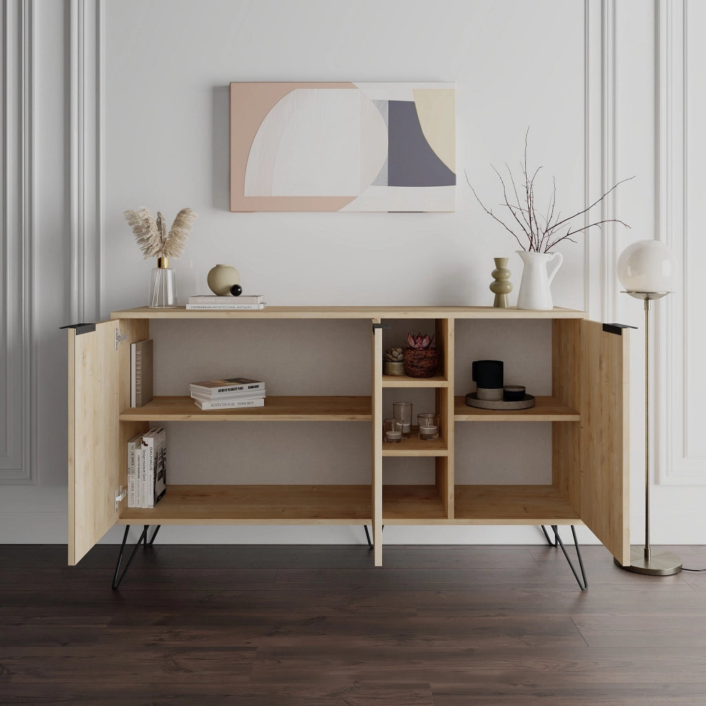 Credenza in legno "Clara" - 142 x 36 x 83 cm - Beige