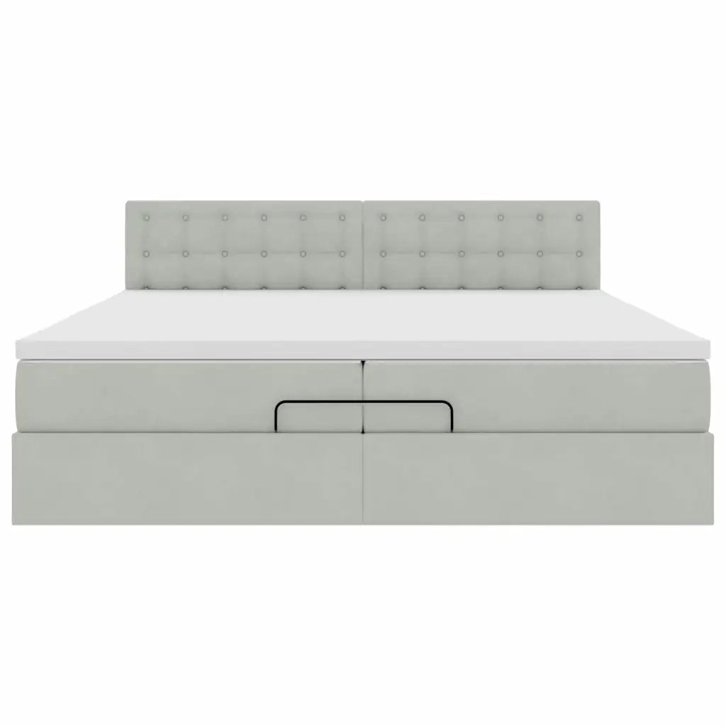 Struttura Letto Pouf con Materasso 200x200 cm in Velluto