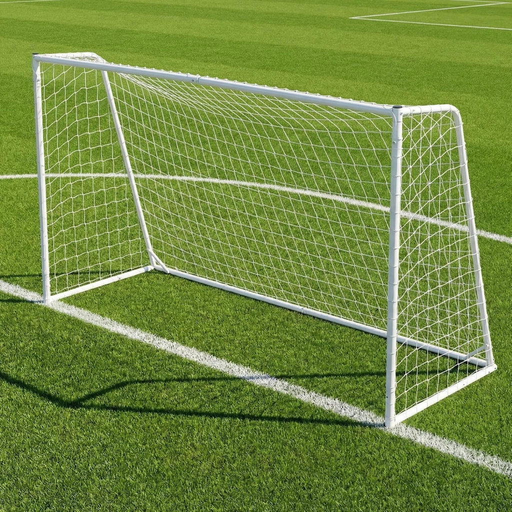 Porta da Calcio 300 x 204 cm con Telaio in Metallo, Rete in PE, 8 Picchetti e 16 Fascette, Facile Montaggio, Attrezzatura per Allenamento Calcio per Bambini, Giovani e Adulti