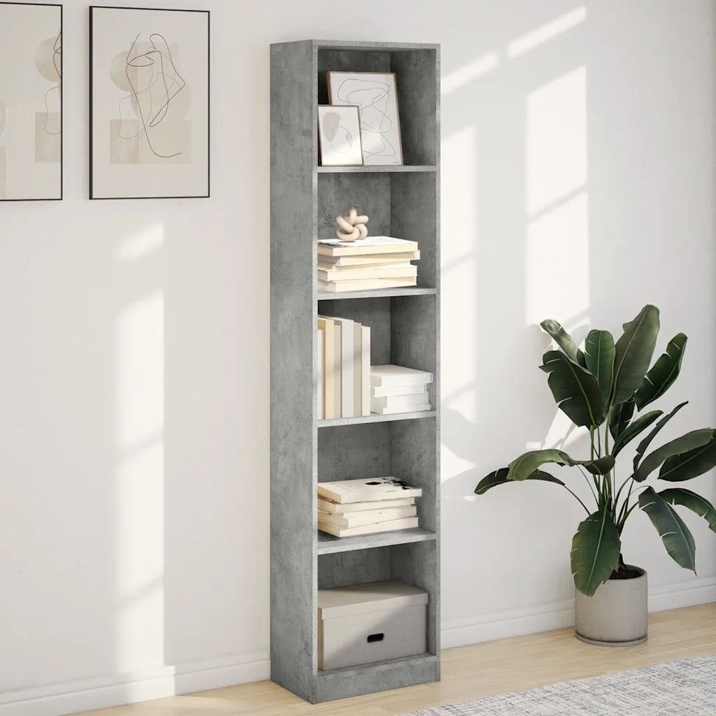 vidaXL Libreria Grigio Cemento 40x24x176 cm in Legno Multistrato