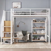 Letto a castello 90x200 bianco - Xylo - con scaffale e ripostiglio