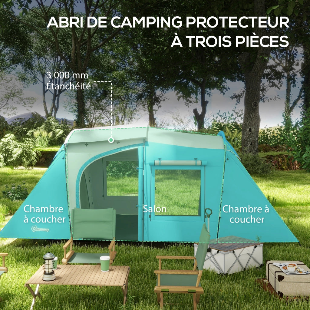 Tenda da Campeggio 3-4 Persone 2 Camere ¨C zephmum ¨C Grigio 460x220x175 cm