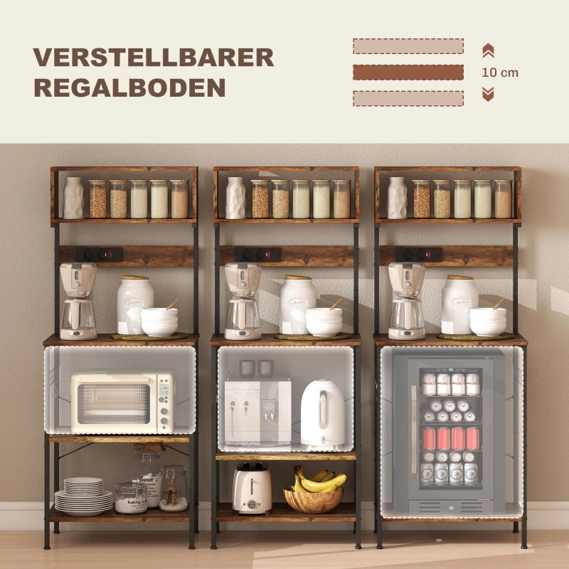 SCAFFALE CUCINA 60 x 42 x 153 cm Marrone Rustico con prese elettriche