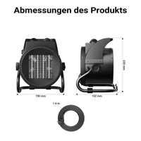 Termoventilatore ceramico Stufa elettrica in ceramica 2kW con termostato 30m² 2000W 3 livelli