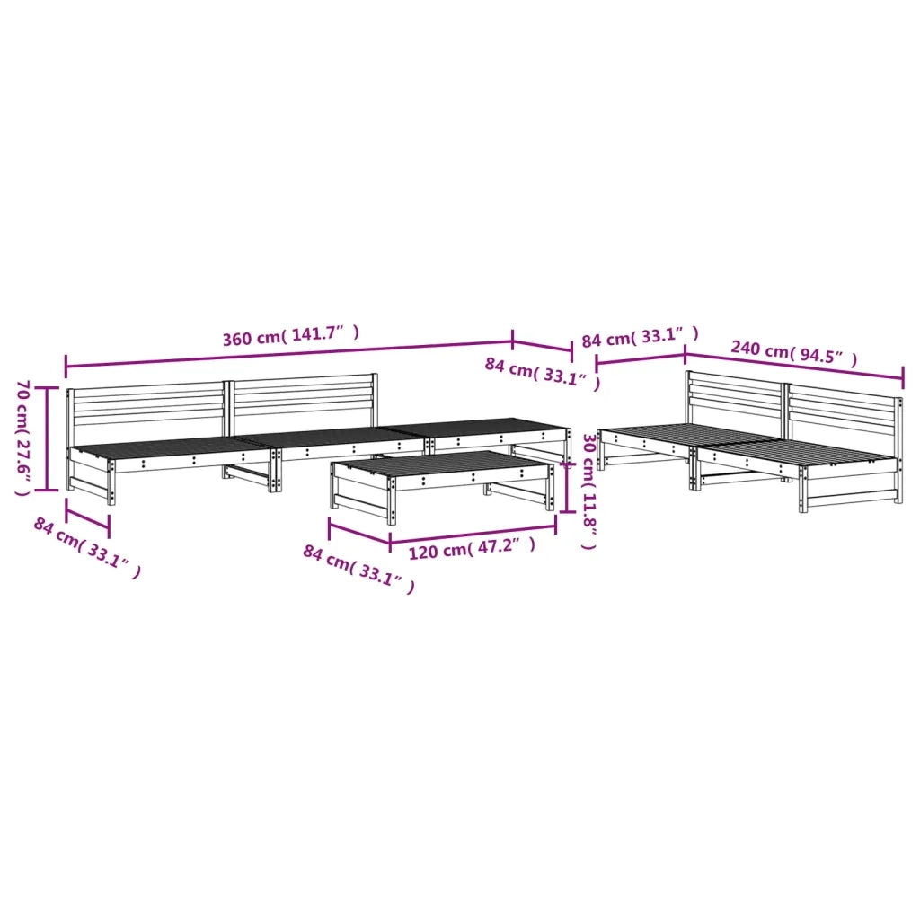 Set Salotto da Giardino 6 pz in Legno Massello di Pino 3186613
