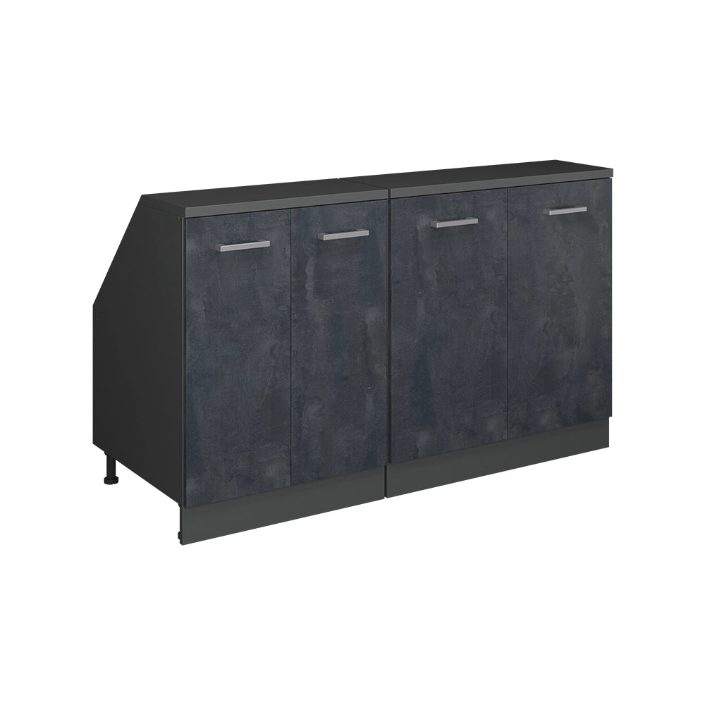 Mobile cucina sottotetto R-Line Calce nera/Antracite 140 cm Set di 2 carcasse armadio profondità 60 cm Vicco