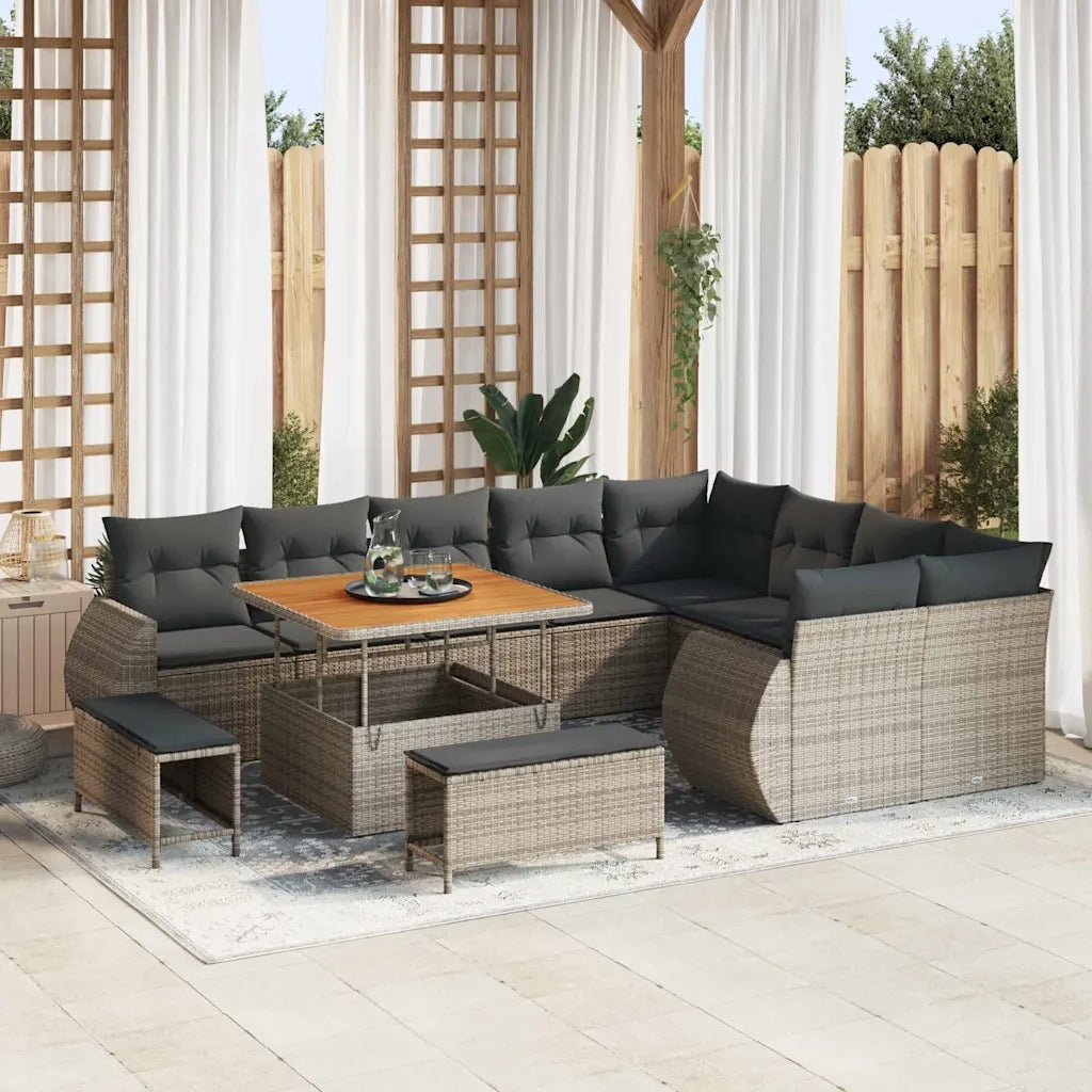 Set Divano da Giardino con cuscino 12 pcs Grigio 3363858