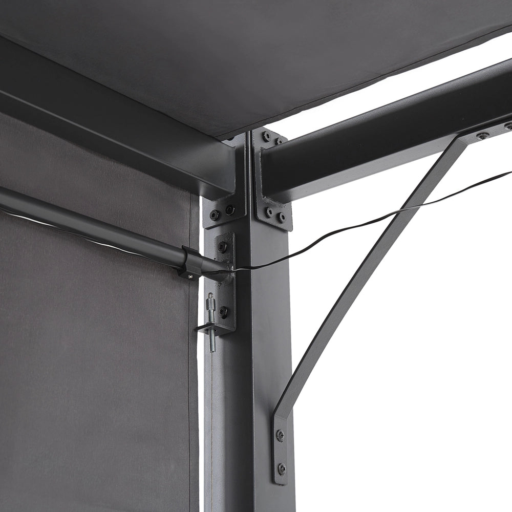Gazebo in metallo e poliestere nero e grigio scuro LED 310 cm pergola padiglione da giardino