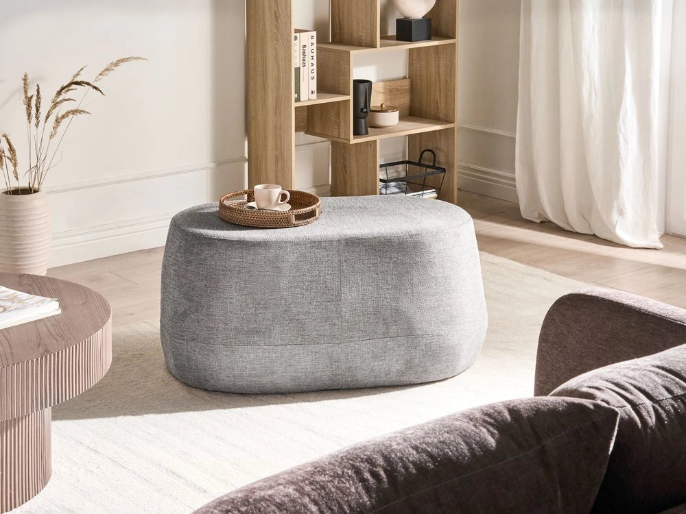 Panca imbottita in tessuto color grigio chiaro Pouf da letto Pouf da salotto Pouf da camera da letto
