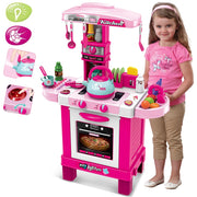 Cucina Giocattolo Bambini Luci Suoni e Bollitore Funzionante 29 Accessori Rosa