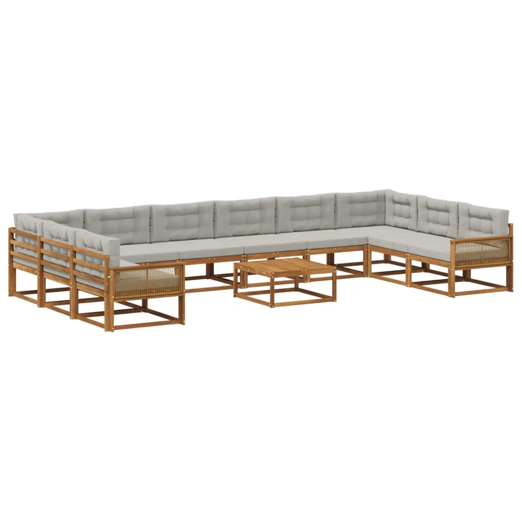 Set di divani da esterno 11 pcs Naturale e Grigio Chiaro 3382949