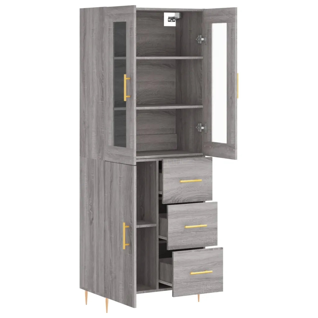 Credenza Grigio Sonoma 69,5x34x180 cm in Legno Multistrato 3198463