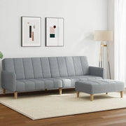 Divano Letto a 2 Posti con Poggiapiedi-Sofa Letto 2 Posti-Daybed Grigio Chiaro in Tessuto 570962