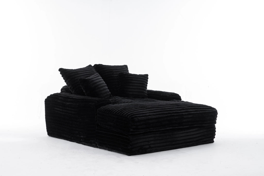 Divano Letto con Cuscini ¨C MINIMAL ¨C Velluto a Coste, Nero, Pieghevole