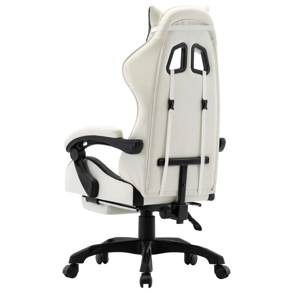 Sedia/seduta girevole da ufficio per uso computer studio videogiochi e con poggiapiedi realizzata in similpelle nera 02_0024223