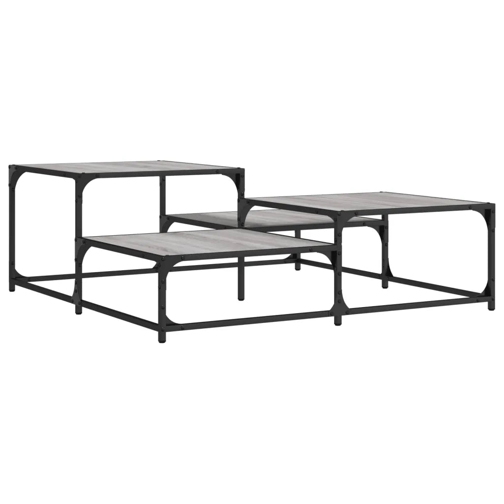Tavolino Salotto-Tavolino da soggiorno-Tavolo Grigio Sonoma 107x107x40 cm Legno Multistrato