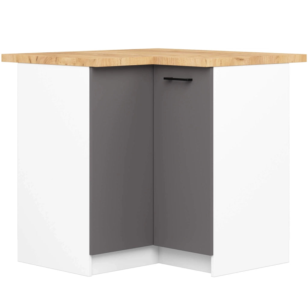 Mobile cucina modulare con piano di lavoro AKORD OLIWIA Bianco 90 cm 2 ante inserto frontale Grigio Grafite 90x46x85 cm