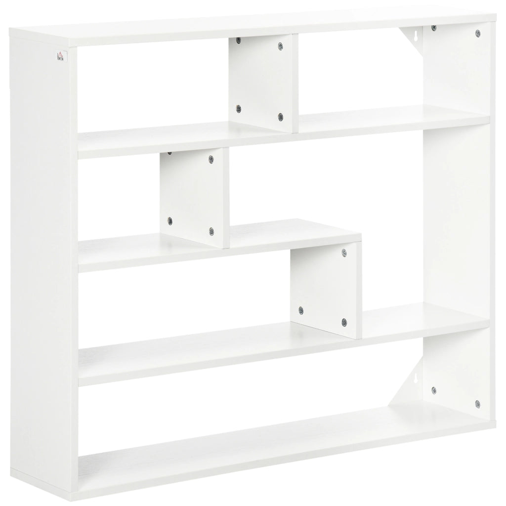 Libreria a Parete 7 Ripiani Aperti ¨C zephmum ¨C Bianco 94x19.5x80 cm