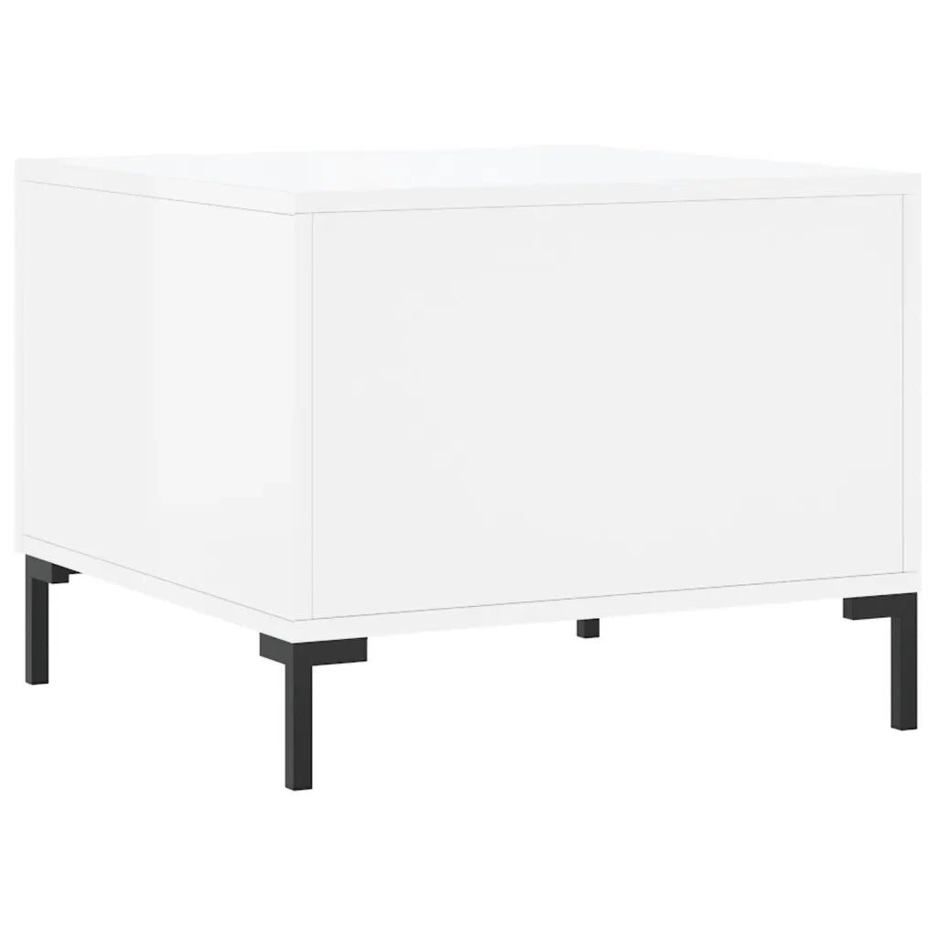 Tavolini Salotto 2pz Bianco Lucido 50x50x40cm Legno Multistrato