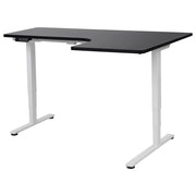 Scrivania elettrica regolabile a forma di L 160 x 59 cm Piano bianco e nero lato destro stile moderno