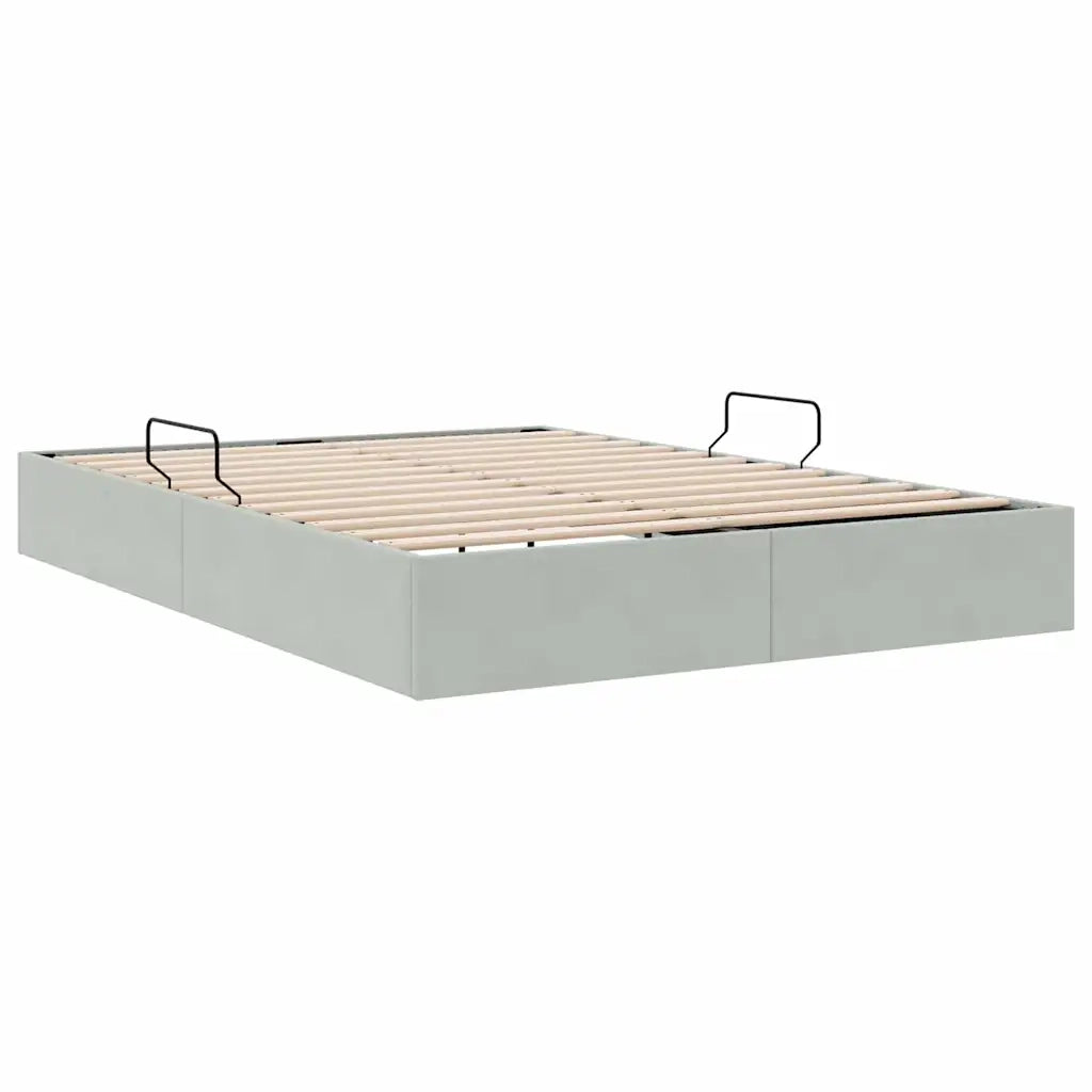 Letto con Contenitore Grigio Chiaro 137 x 190 cm Velluto 3370134