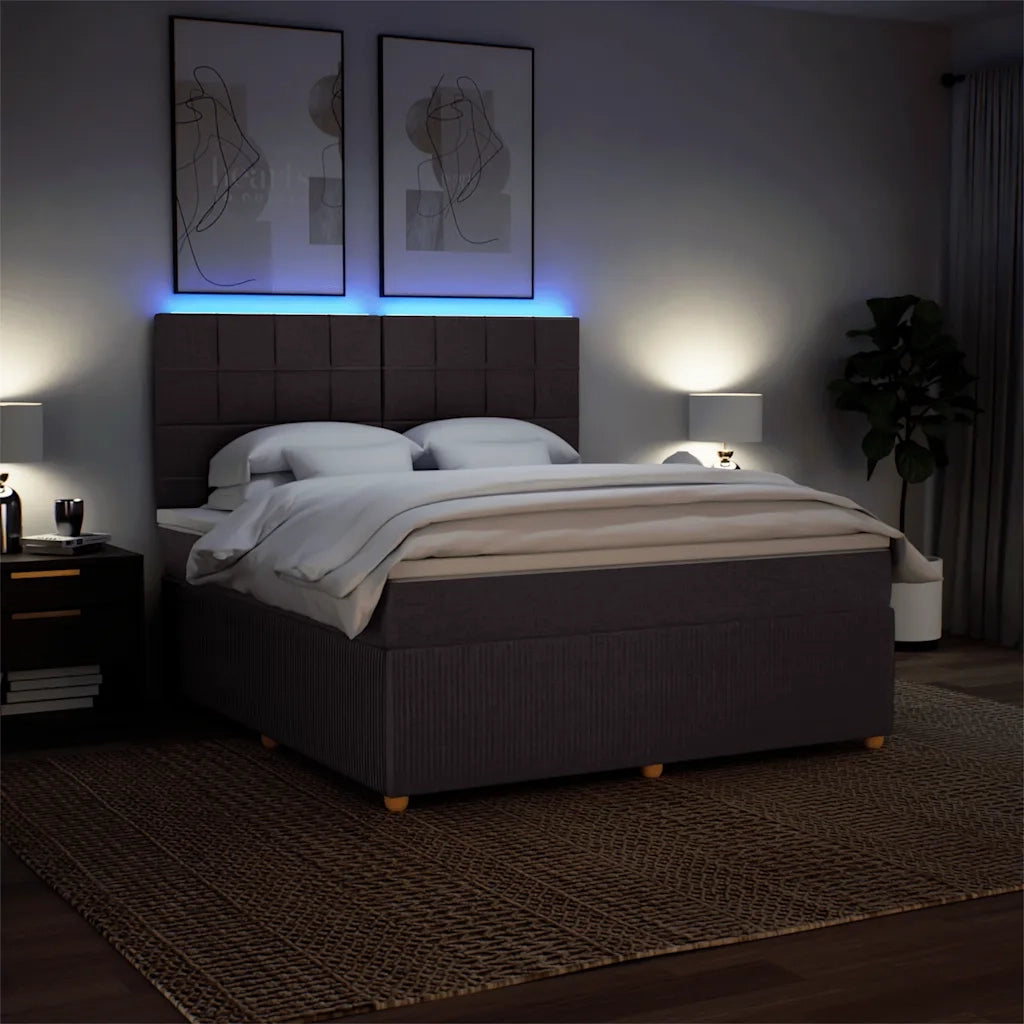Giroletto a Molle con Materasso Marrone Scuro 180x200cm Tessuto 3294438