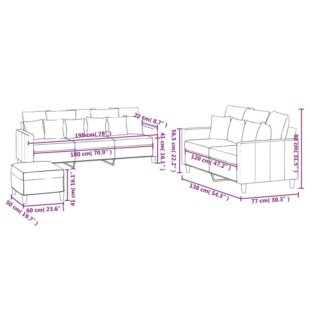vidaXL Set di Divani 3 pz con Cuscini Blu in Velluto