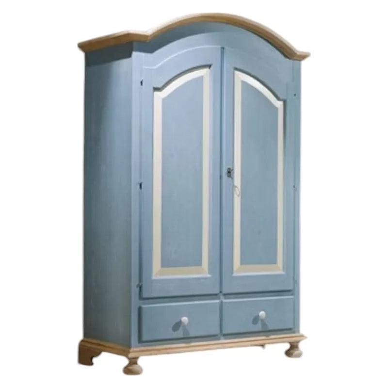 Armadio 2 porte in legno azzurro miele shabby 125x60x200 (2201) - Mobili 2G
