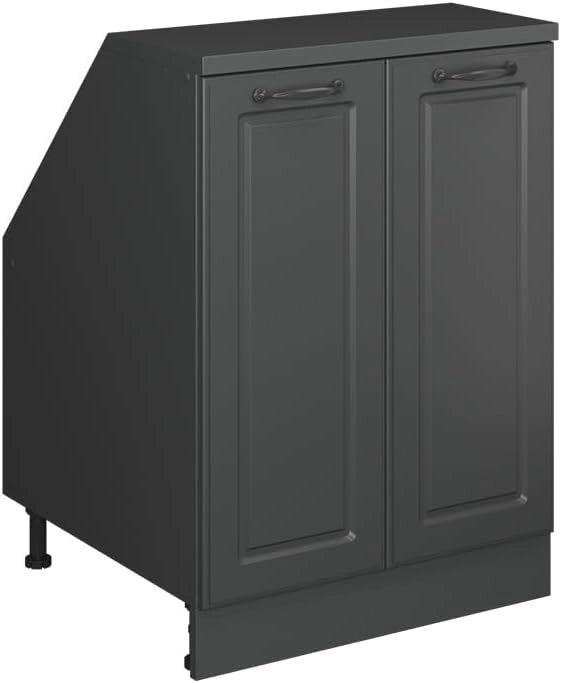 Mobile sottotetto Rion, Antracite casa di campagna, 60 x 81.6 cm con 2 porte, carcassa 60 cm profondità, adatto per il salvaspazio sotto tetti spioventi
