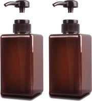 Dispensatore di sapone da 450 ml, set di 2 dispenser a pompa in plastica, flacone vuoto, dispenser di sapone, dispenser di crema, ottimale per cucina, bagno, sapone liquido - marrone