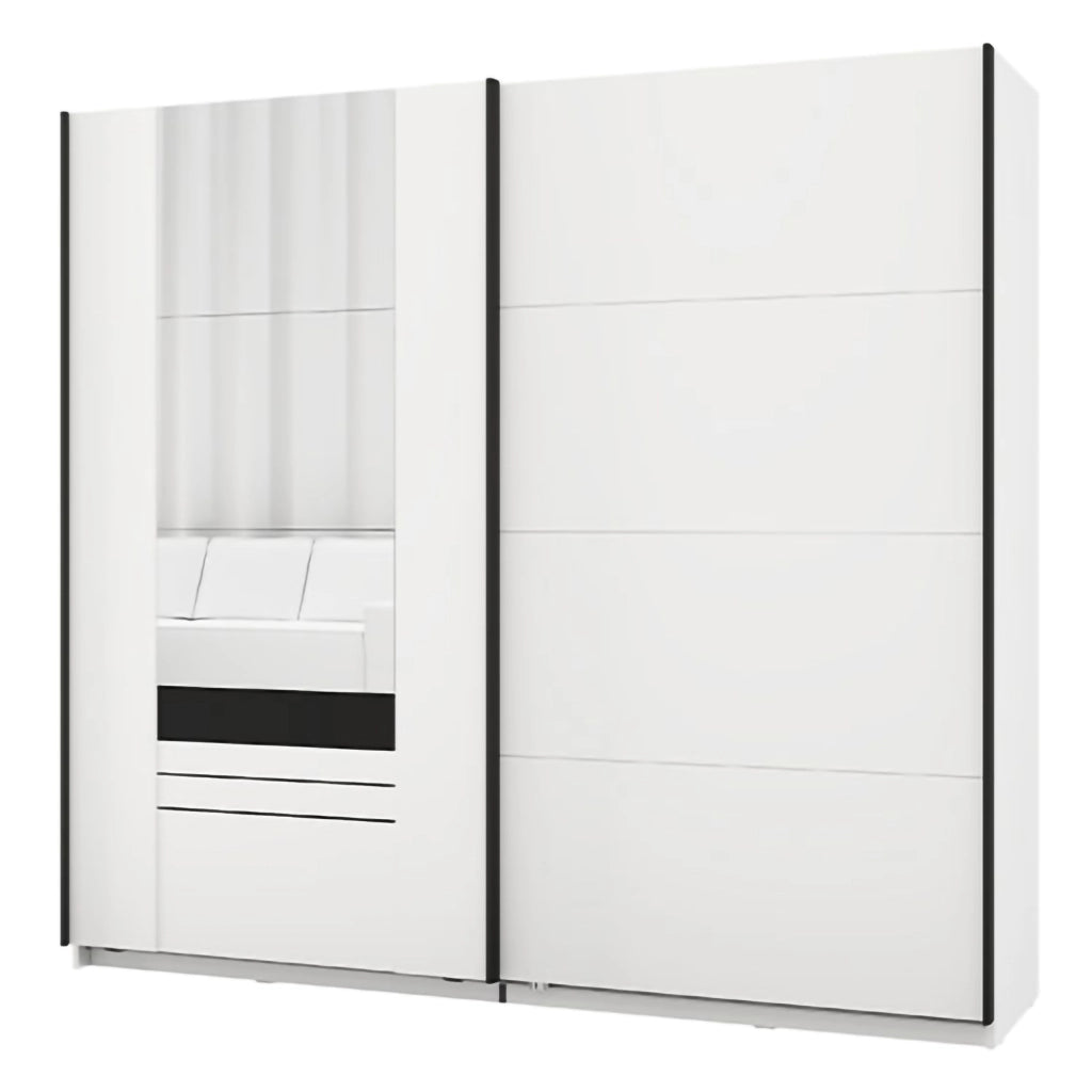 Armadio Camera da Letto Lalibe, Guardaroba 2 Ante 2 Ripiani, 220x205h cm Bianco Opaco