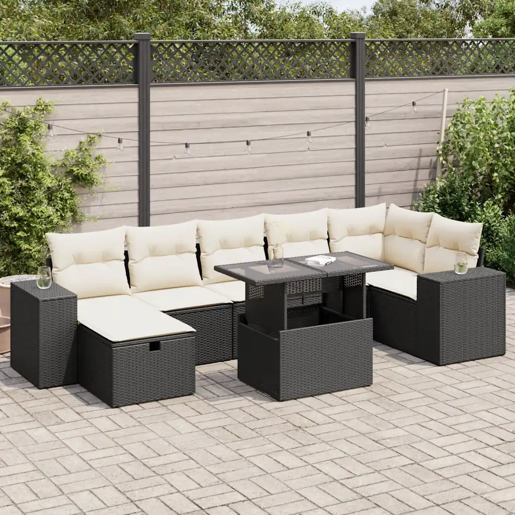 Set Divani da Giardino 5 pz con Cuscini in Polyrattan Nero 3327946