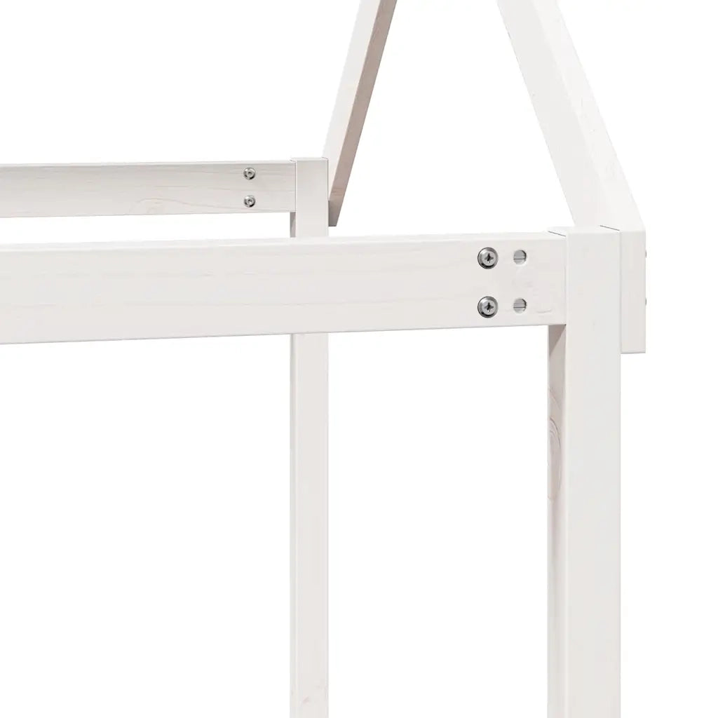 Letto singolo | Letto per adulti | Letto a Castello con Tetto Bianco 90x200 cm in Legno di Pino